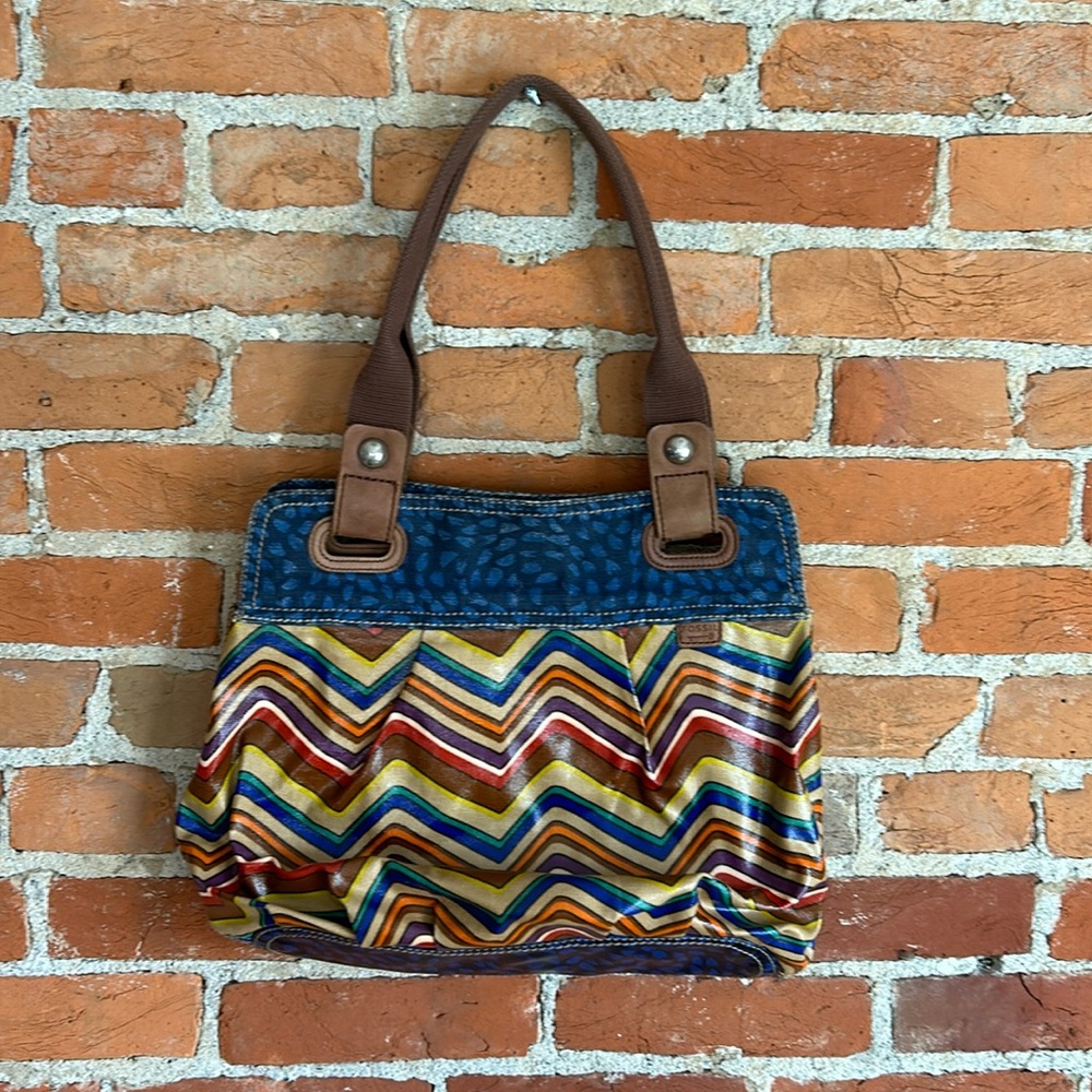 Fossil Key-Per Purse Colorful Chevron Animal Prin… - image 1